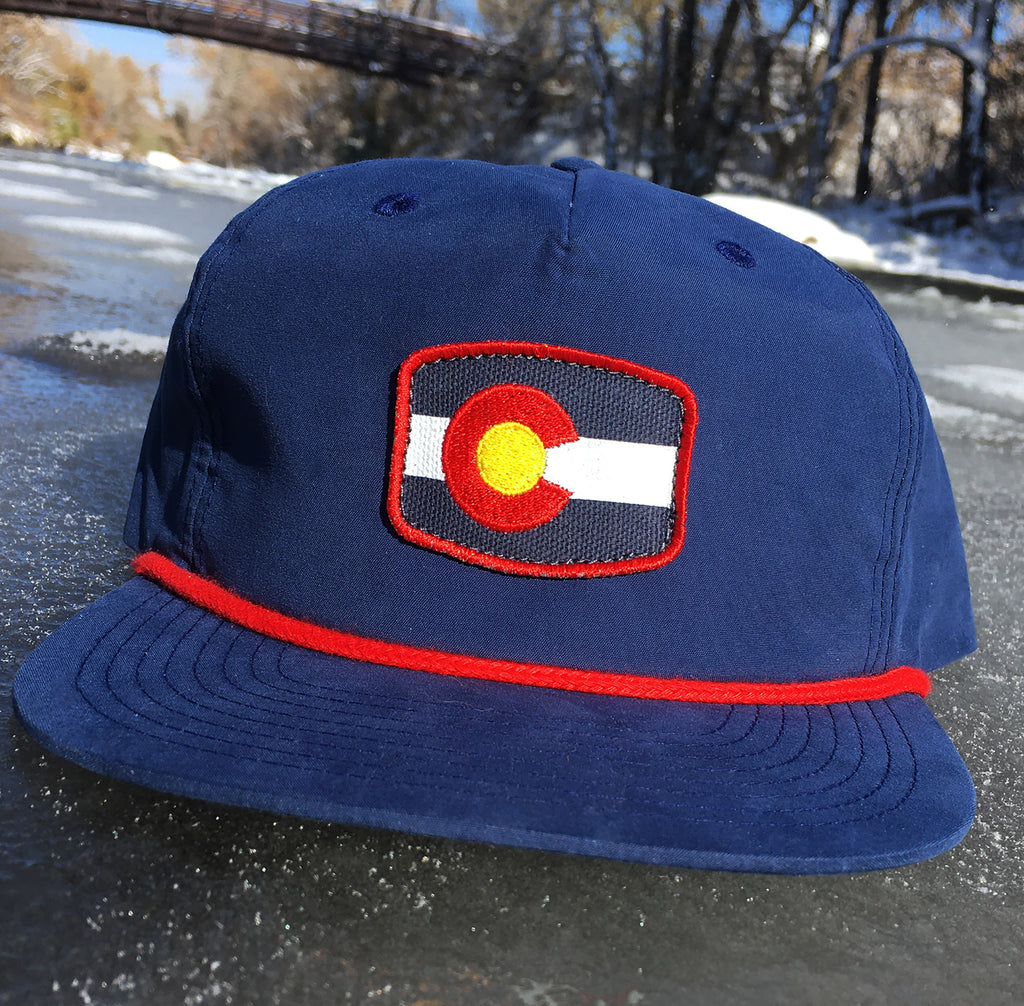 Red and Navy Colorado Flag Hat Rope Bill Classic Colorado Fishing Hat