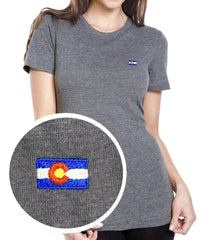 Ladies Colorado Tee Grey Embroidered Colorado Flag Apparel