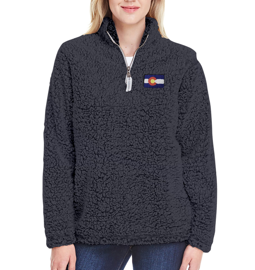 Ladies Colorado Jacket Colorado Sweater Sherpa Soft Colorado State Apparel Lds Black